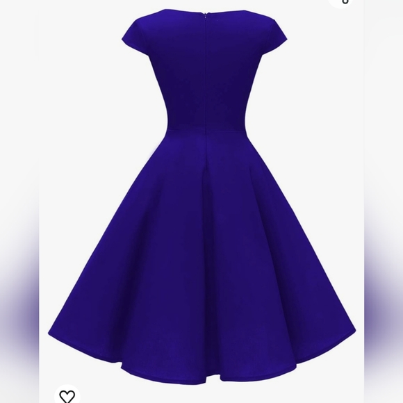 Women's Cap Sleeve 1950s Retro Vintage Cocktail Swing Dresses with Pocket Medium - Picture 2 of 12